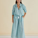 Tatum Wide Leg Pant - Green Stripe