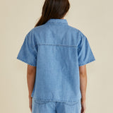 Saffra Short Sleeve Denim Shirt - Medium Wash