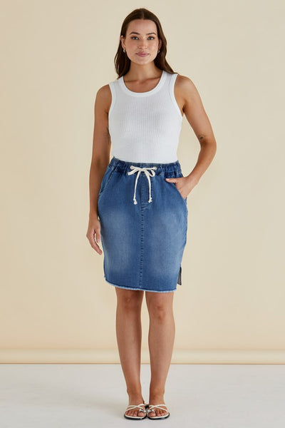 Augie Denim Skirt - Denim Blue | Betty Basics | Everyday Women's