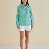 Kimmie Floral Shirt - Floral Green Stripe