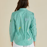 Kimmie Floral Shirt - Floral Green Stripe