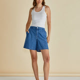 Breeze Relaxed Denim Shorts - Dark Blue
