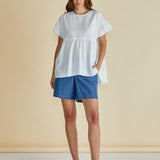 Poppy Blouse - White Gingham