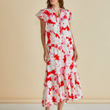 Lyra Blouse - Red Floral Print