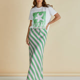 Brooke Bias Skirt - Green/Pink Stripe