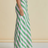 Brooke Bias Skirt - Green/Pink Stripe