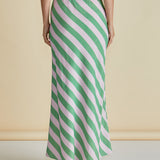Brooke Bias Skirt - Green/Pink Stripe