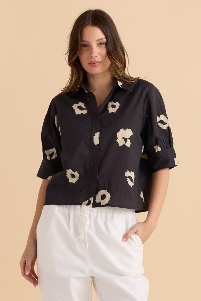 Reagan Poplin Shirt - Leopard Print