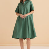 Savannah Swing Shirt Dress - Green