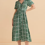 Dahlia Dress - Floral Tile Print