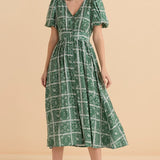 Dahlia Dress - Floral Tile Print