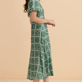 Dahlia Dress - Floral Tile Print