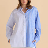 Stevie Shirt - Blue Stripe Contrast