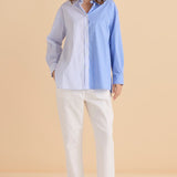 Stevie Shirt - Blue Stripe Contrast