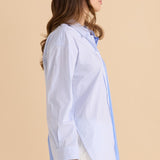 Stevie Shirt - Blue Stripe Contrast