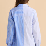 Stevie Shirt - Blue Stripe Contrast