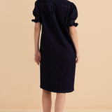 Scallop Denim Dress - Indigo Blue