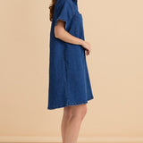 Shift Denim Shirt Dress - Dusty Print
