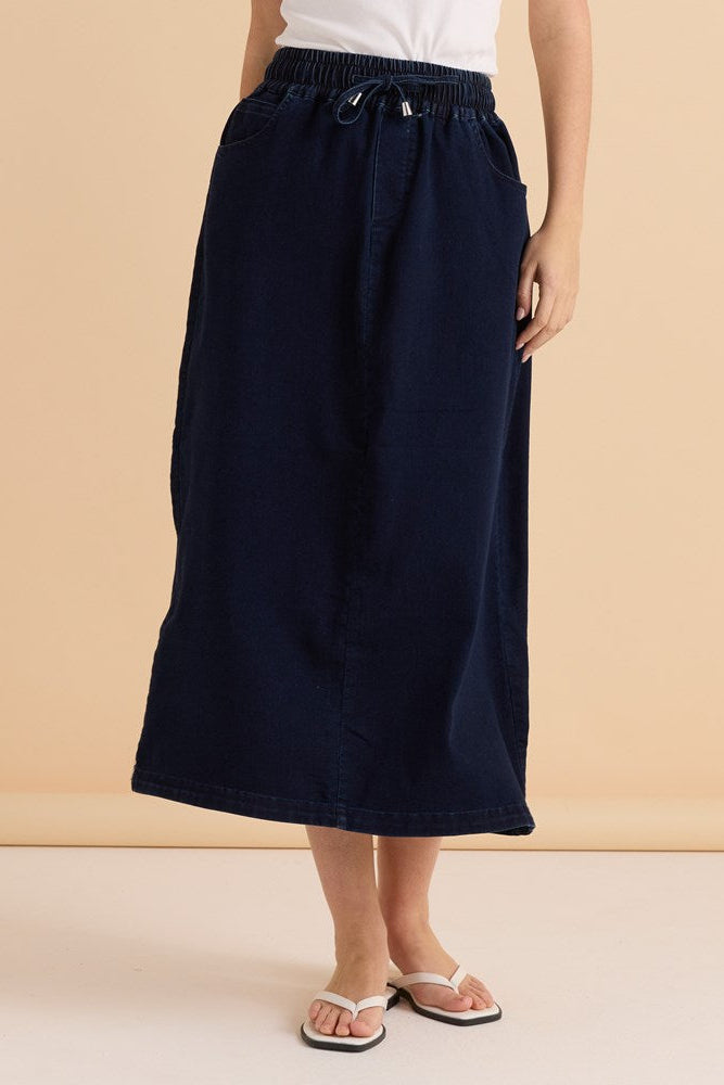 Maxi Jogger Skirt - Dark Blue Wash