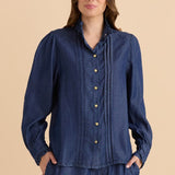 Lucille Lyocell Pleated Shirt - Dark Blue Wash