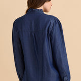 Lucille Lyocell Pleated Shirt - Dark Blue Wash