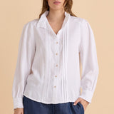 Lucille Lyocell Pleated Shirt - White