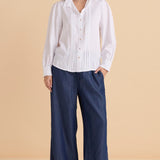 Lucille Lyocell Pleated Shirt - White