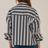Erin Crop Shirt - Navy/White Stripe