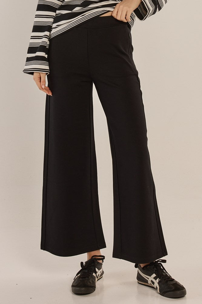 Wynn Wide Leg Ponte Pant - Black