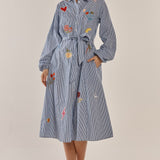 Amelia Shirt Dress - Floral Navy Stripe