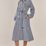 Amelia Shirt Dress - Floral Navy Stripe