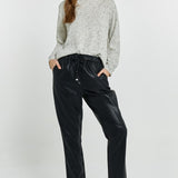 Poppy PU Jogger - Black PU