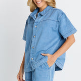 Quinn Cotton Shirt - Blue Medium