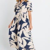 Nova Shirt Dress - Navy Floral Print