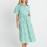 Shelley Shirt Dress - Green Stripe