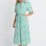 Shelley Shirt Dress - Green Stripe