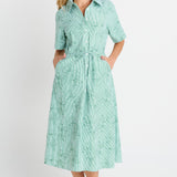 Shelley Shirt Dress - Green Stripe