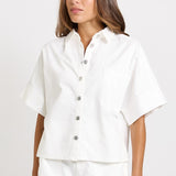 Dawn Denim Shirt - White | Betty Basics