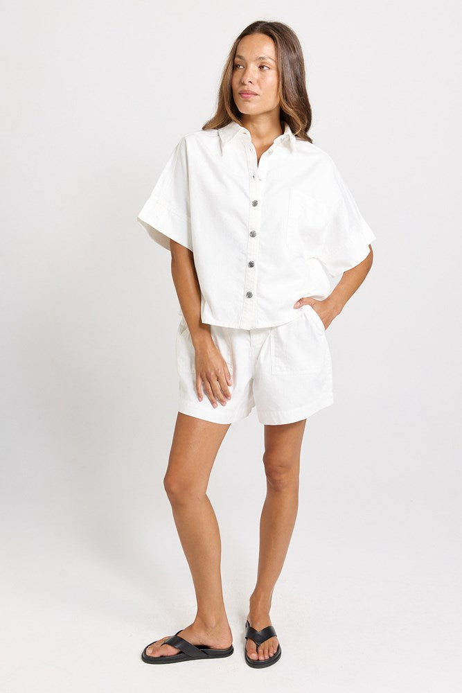 Dawn Denim Shirt - White | Betty Basics