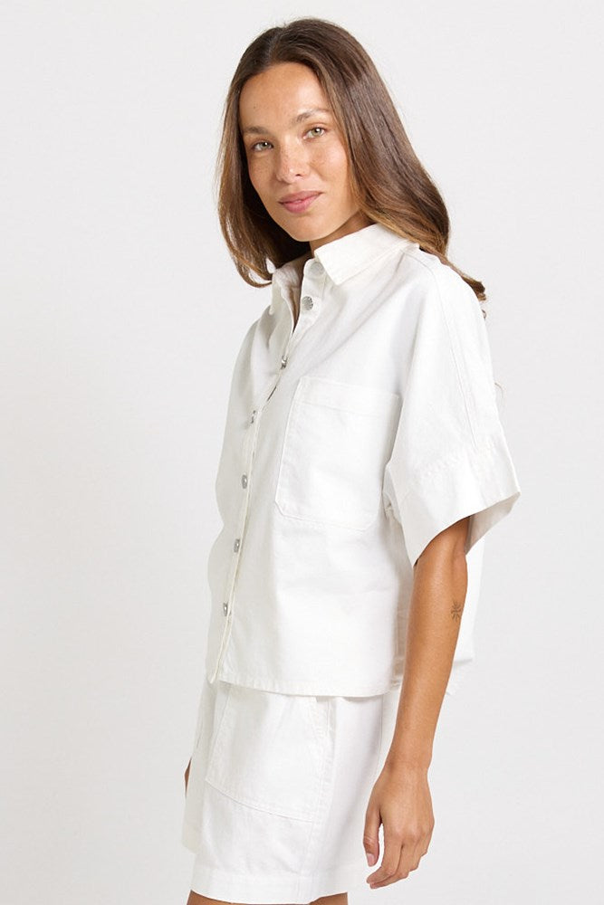 Dawn Denim Shirt - White | Betty Basics