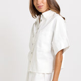 Dawn Denim Shirt - White | Betty Basics