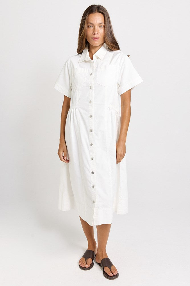 Willow Denim Dress - White | Betty Basics