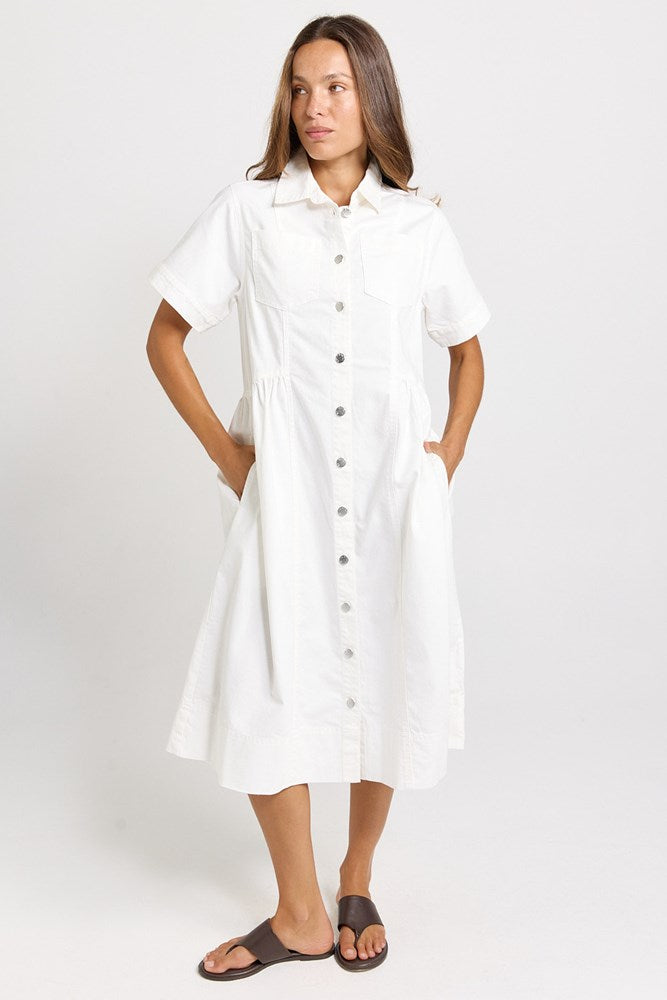 Willow Denim Dress - White | Betty Basics
