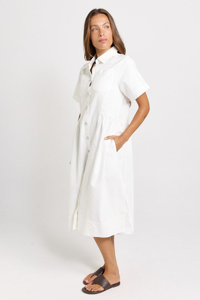 Willow Denim Dress - White | Betty Basics