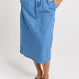 Solange Midi Denim Skirt - Medium Wash | Betty Basics