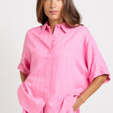 Ophelia Shirt - Pink/Teal Stripe | Betty Basics