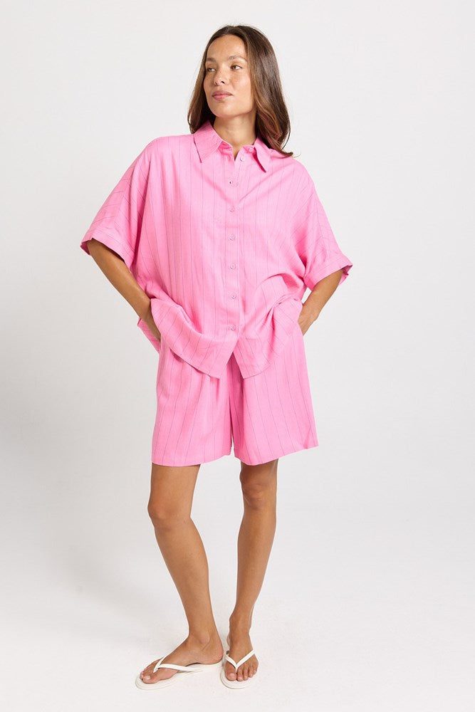 Ophelia Shirt - Pink/Teal Stripe | Betty Basics