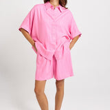 Ophelia Shirt - Pink/Teal Stripe | Betty Basics