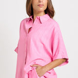 Ophelia Shirt - Pink/Teal Stripe | Betty Basics