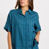 Ophelia Shirt - Teal/White Stripe | Betty Basics
